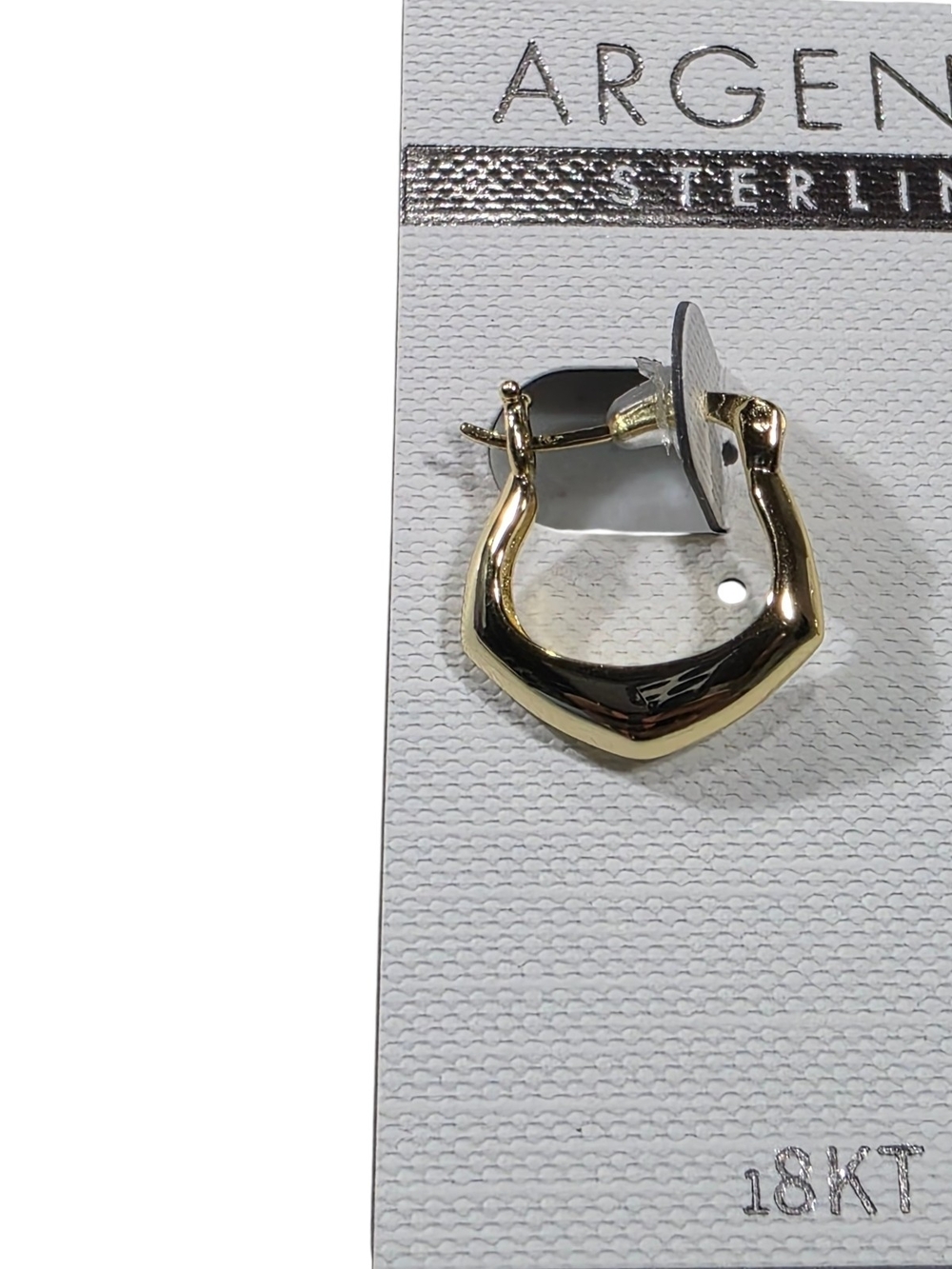 Argento Vivo Sterling Silver 18KT Gold Plated Huggie Hoop Earrings NWT Geometric - Picture 3 of 5